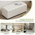thumbnail image 4 of 38-inch White Faux Leather Storage Ottoman Bench with Seat and Footrest Function - for Bedroom, Living Room & Entryway, 4 of 9