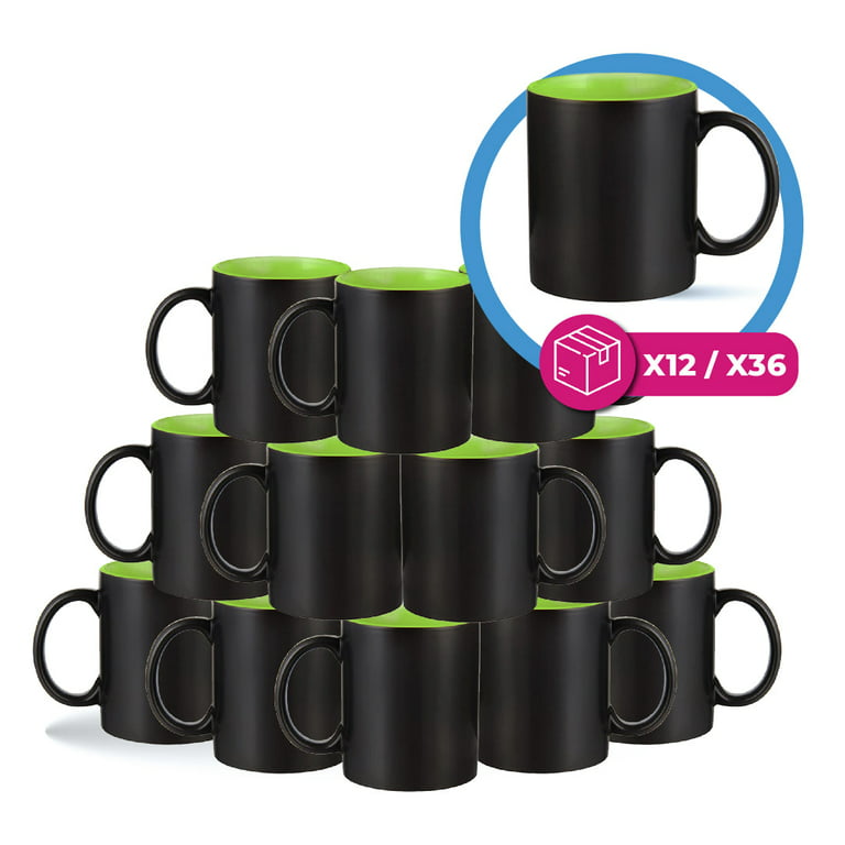 4-Pack of 11oz Sublimation Mugs with Hunter Green Inner And