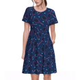 thumbnail image 1 of Bixox Robe d'Été à Manches Courtes pour Femmes Robe Ample Longueur Genou avec Poches-Tennis Raquette, 1 of 7