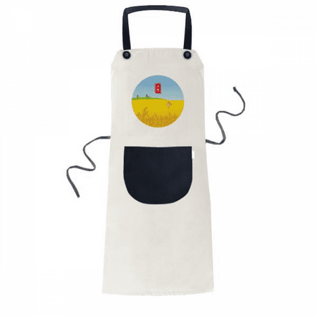 

Circlar Grain Full Twenty Four Solar Term Apron Adjustable Bib Cotton Linen BBQ Kitchen Pocket Pinafore