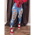 thumbnail image 4 of Women'S Slims Classic Relaxed Fit Leg Jean Distressed Slim Fit Skinny Jeans Juniors Jeans Light Blue M, 4 of 6