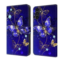 Mantto for Samsung Galaxy A14 5G Wallet Case for Women Men,Fashion Painted Pattern PU Leather Magnetic Clasp Flip Protective Case with Kickstand Card Slots Phone Case,Diamond Butterflies