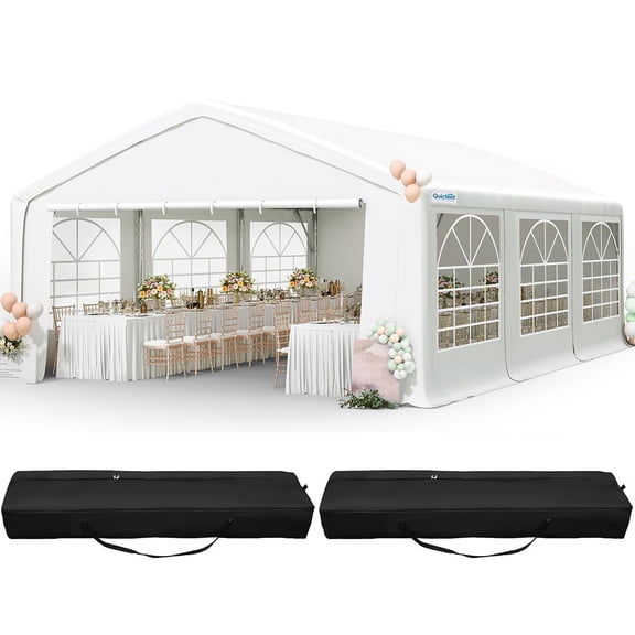 Quictent 20x20 Party Tent, Heavy Duty Outdoor Gazebo, Wedding Canopy with 6 Removable Sidewall Windows & Storage Bags