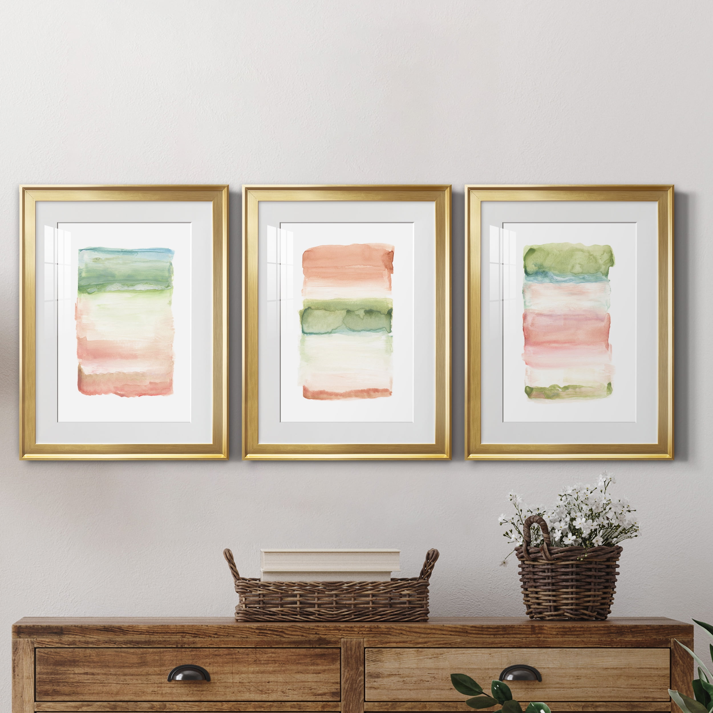 Skye I Premium Framed Prints Set of 3 - Ready to Hang - 18 x 24 Each - Gold Frame