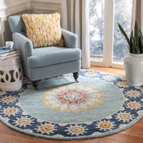 Safavieh Blossom Trinity Floral Area Rug, Blue/Gold, 6' x 6' Round