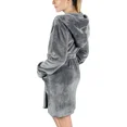 thumbnail image 1 of Albornoz de rizo gris claro con capucha, largo, 60 % algodón, suave y acogedor, talla S, para mujer, 1 of 4