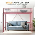 thumbnail image 4 of Ktaxon Loft Bed Full Size with Flat Rungs, No Box Spring Required,Heavy Duty Metal Slat Support, Pink, 4 of 10