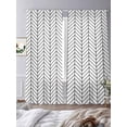 thumbnail image 3 of White Geometric Sheer Curtains 96 Inch Length 2 Panels Set Window Treatments, Modern Minimalism Black Striped Lines Rod Pocket Semi Curtains for Living Room/Bedroom/Kitchen Décor, 104"W x 96"L, 3 of 7