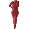 thumbnail image 2 of Offres Cyberlundi 2023 Levmjia Robes d'Automne Hiver pour Femmes 2023 Mode Femmes Col Rond Couleur Unie Fleurs de Chanvre Tricot Manches Longues Robe, 2 of 6