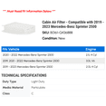 thumbnail image 2 of Cabin Air Filter - Compatible with 2019 - 2023 Mercedes-Benz Sprinter 2500 2020 2021 2022, 2 of 2