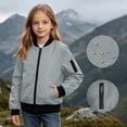 thumbnail image 3 of Lutiedan Girls Bomber Jacket Zip Up Waterproof Lightweight Windbreaker Jacket Casual Baggy Windproof Jacket with Pcoket Size 5-16, 3 of 10