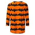 thumbnail image 3 of Uootdi Halloween Tops for Women 3/4 Sleeve Crew Neck Orange Black Stripe Bat All Over Print Womens Graphic Tees Oversized Fit Halloween Party Night Soft Breathable Womens Casual Shirts Gift, 3 of 6
