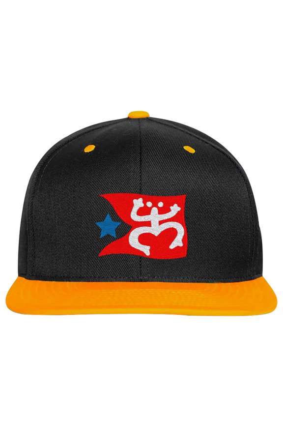 Embroidered Puerto Rican FLAG with Taino Frog Logo-EM-0034-Black-Yellow