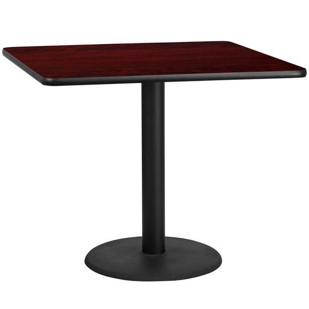 42 Square Mahogany Laminate Table Top With 24 Rd Base Walmart Com Walmart Com