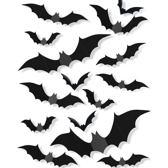 120 Pcs 3D Halloween Decorations Bats Decor,5 Sizes Bats Wall Decor Indoor