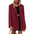 thumbnail image 1 of Blazer PRETTYGARDEN Burdeos Talle M Doble Botonadura con Bolsillos, 1 of 8