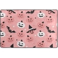 thumbnail image 4 of SKYSONIC 72x48in Autumn Pumpkins Bats Pink Area Rug, Halloween Jack-O'Lantern Non-Slip Floor Carpet for Indoor Living Dining Room and Bedroom Area, 4 of 5
