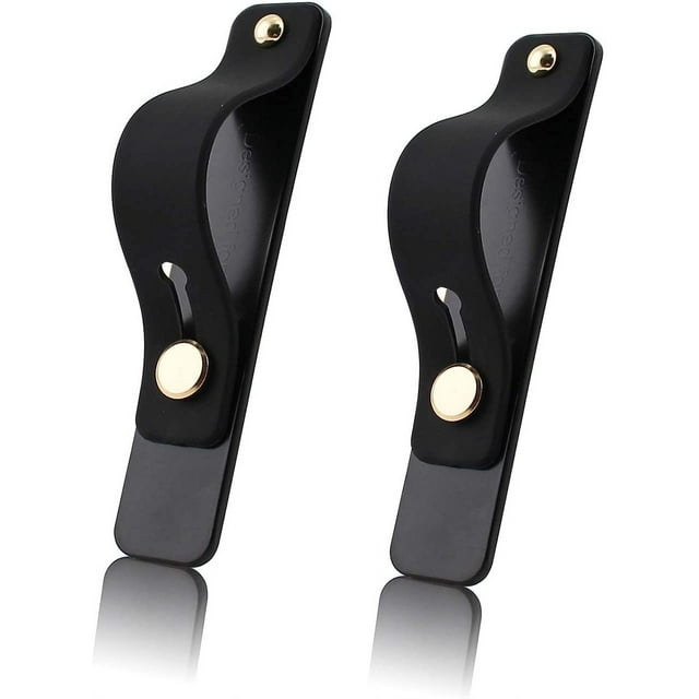 LAICAIW Removable and Reusable Cell Phone Grip Strap, Telescopic Finger Kickstand Bracket Universal Silicone Phone Holder Stand and Portable Finger Loop for Most Smartphones Case (Black)