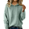 thumbnail image 2 of Warm Hooded Sweatshirts for Women Long Sleeve Lightweight Soft Pullover Knit Sweater Fall Clothes Light Green M, 2 of 4