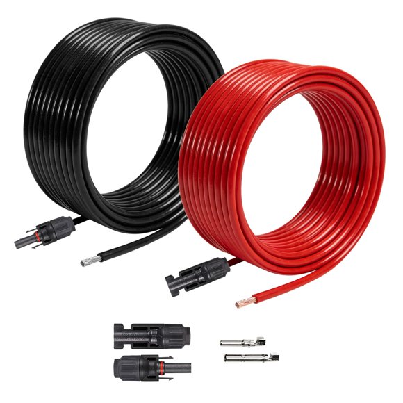 Jamgoer 20FT 10AWG Solar Panel Extension Cable with Male and Female Connectors with Extra Free Connectors and Solar Connector Pins for Sola