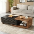 thumbnail image 1 of Fnova Table Basse Moderne Extensible avec 2 Tiroirs, Table Basse en Bois Extensible de 42 Pouces-65 Pouces pour Salon, Brun et Noir, 1 of 12