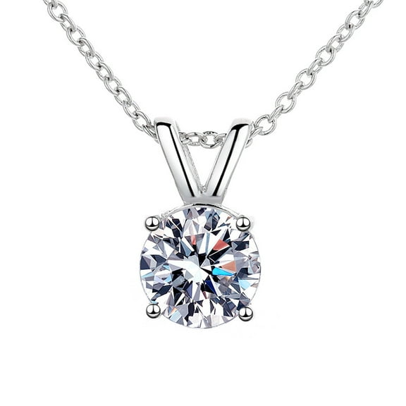 Moissanite Necklace for Women  Moissanite Pendant 18k Gold Plated Sterling Silver Necklace Round Solitaire Pendant with Chain Jewelry for Mom/Wife Mothers Day Gift