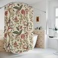 thumbnail image 4 of Vintage Tree of Life Shower Curtain Florals (Cream & Red), Chickadee Birds Design, Maximalist Bathroom Decor, Antique Tapestry Shower Curtain 60x72in, 4 of 5