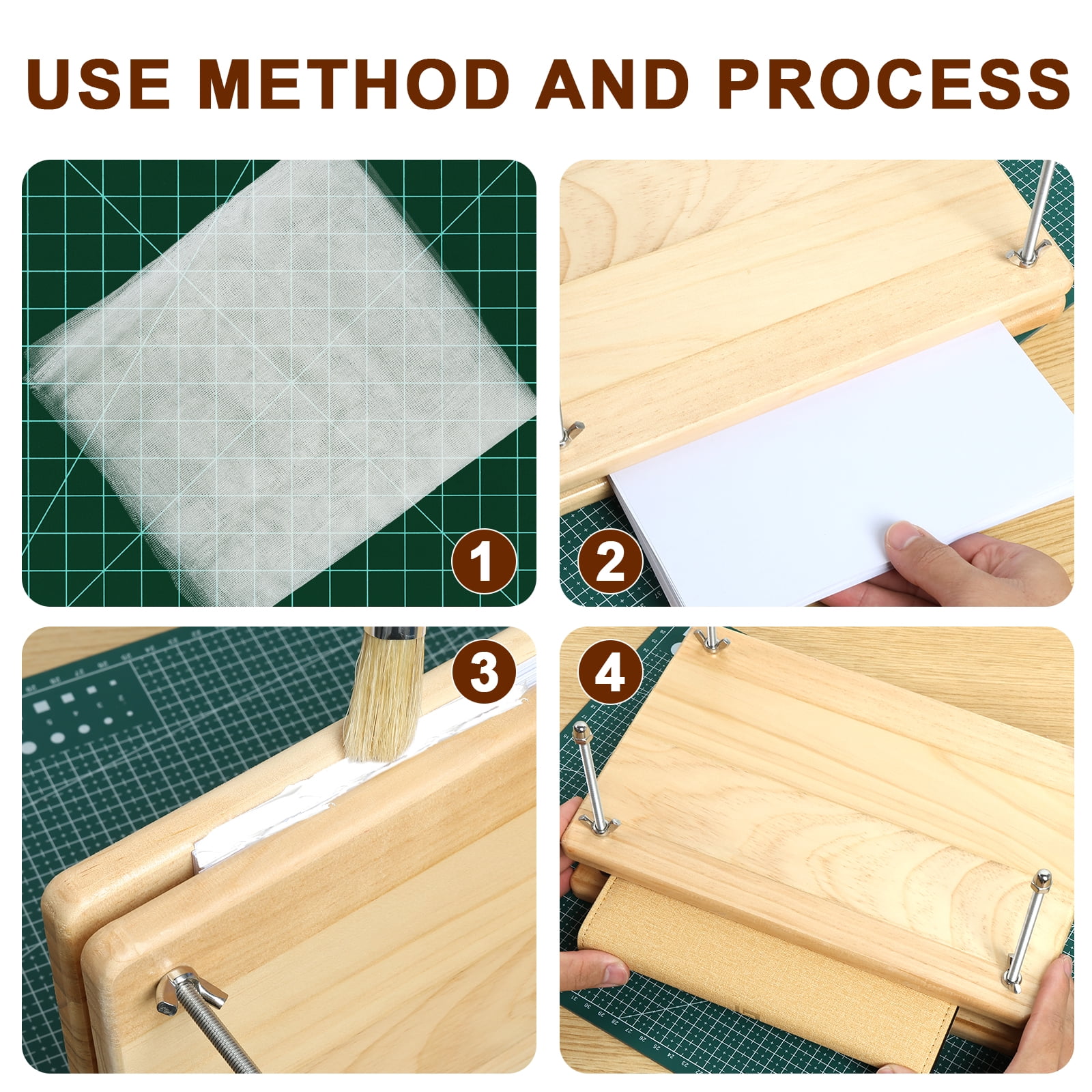Austok Bamboo Wood Book Press Rectangle Book Press Bookbinding Portable Book Binding Press Reusable Book Press Tool Manual Book Binding Kits for Bookbinding Supplies