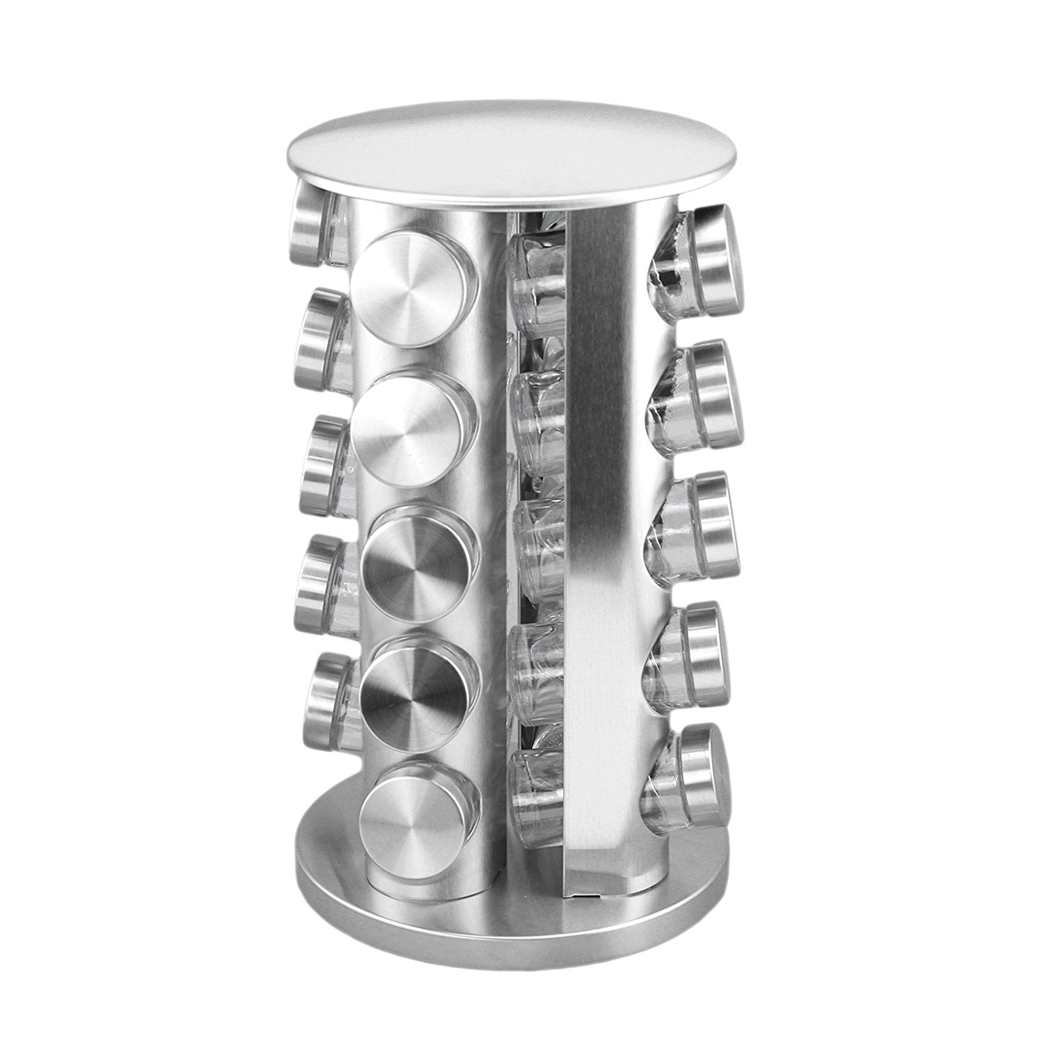 Round Revolving Stainless Steel Spice Tower Rack Carousel Set 20