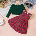 thumbnail image 6 of Mercatoo 2 Piece Girl Christmas Outfit Sleeveless Plaid Dress and Ribbed Cardigan Set Toddler Baby Girl Dress and Cardigan, 6 of 6