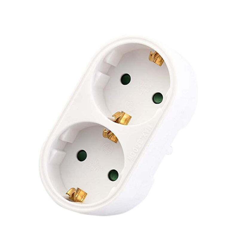 European Electric Plug Adapter, Adapters for Europe, 1 to 2 16A socket