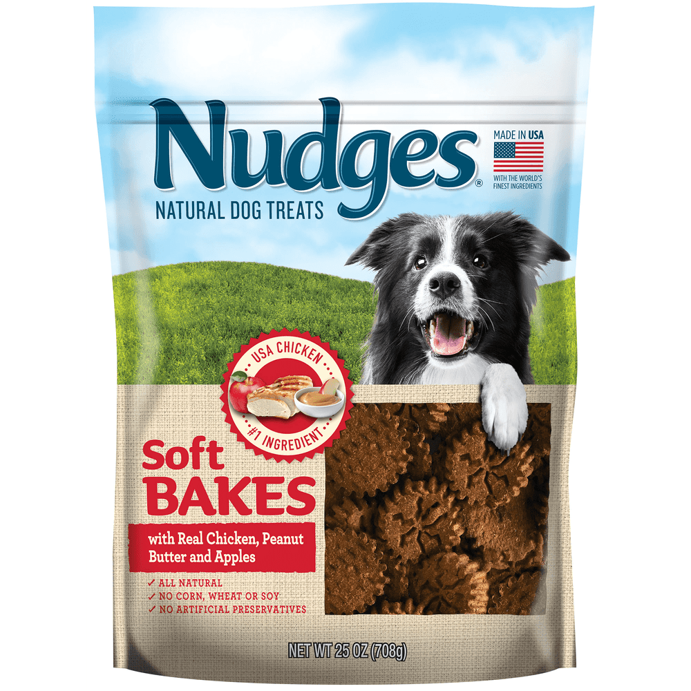 Nudges Soft Bakes with Chicken Dog Treats, Peanut Butter and Apples, 25