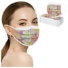 YZHM Adult Disposable Face Masks Flower Printing Three Layer Protective Breathable Mask
