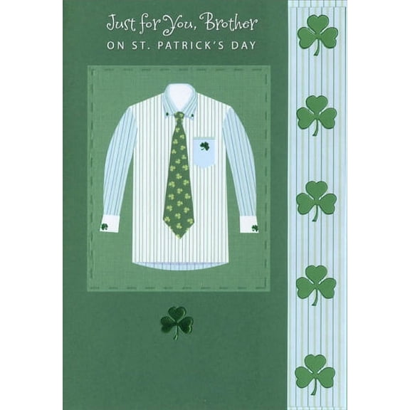 Designer Greetings Striped Shirt & Tie: Brother St. Patrick's Day Card