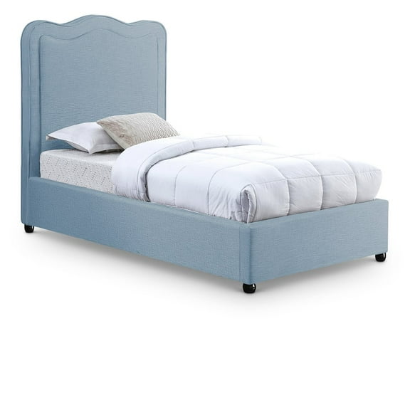 Meridian Furniture Felix Light Blue Linen Textured Fabric Twin Bed