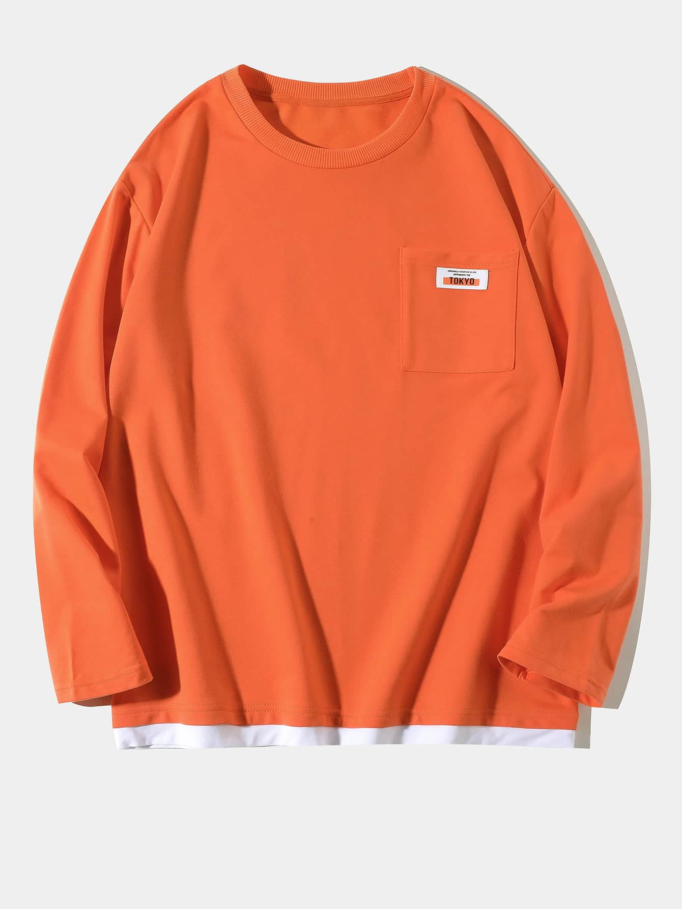 Coral Orange Preppy Men Pocket Letter 