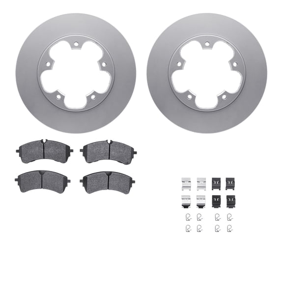 Dynamic Friction Company Rear Geospec Brake Rotors with 5000 Advanced Brake Pads includes Hardware 4512-54233