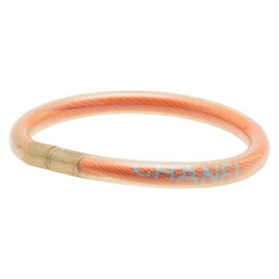 Pre-Owned CHANEL Sport Line Logo Bracelet in Orange and Clear Vinyl for Women