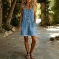 thumbnail image 6 of Tqcoqu Women's Y2K Denim Shortalls,Button Front Adjustable Straps Wide Leg Loose Jean Short Jumpsuits with Pockets,Light Blue Women's S-XXXL, 6 of 6