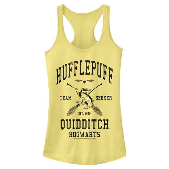 Junior's Harry Potter Quidditch Hufflepuff Team Seeker Racerback Tank Top Banana X Small