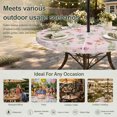 thumbnail image 6 of Round Outdoor Tablecloth with Umbrella Hole and Zipper, Pink Spring Floral Tablecloth with Elastic Waterproof, Flowers Botanical Elegant Pastoral Patio Table Covers for 55" - 60" Picnic Pool Tables, 6 of 9