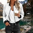 thumbnail image 2 of Puntoco Women's Water Resistant Zip Up Bomber Jacket, Lightweight Cropped Outdoor Windbreaker with Pockets, 2 of 8