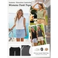 thumbnail image 2 of TEMOFON Summer Tank Top for Women Zipper V Neck Sleeveless Tank Tops Black Dressy Casual Polo Ribbed Camisole Tops L, 2 of 7