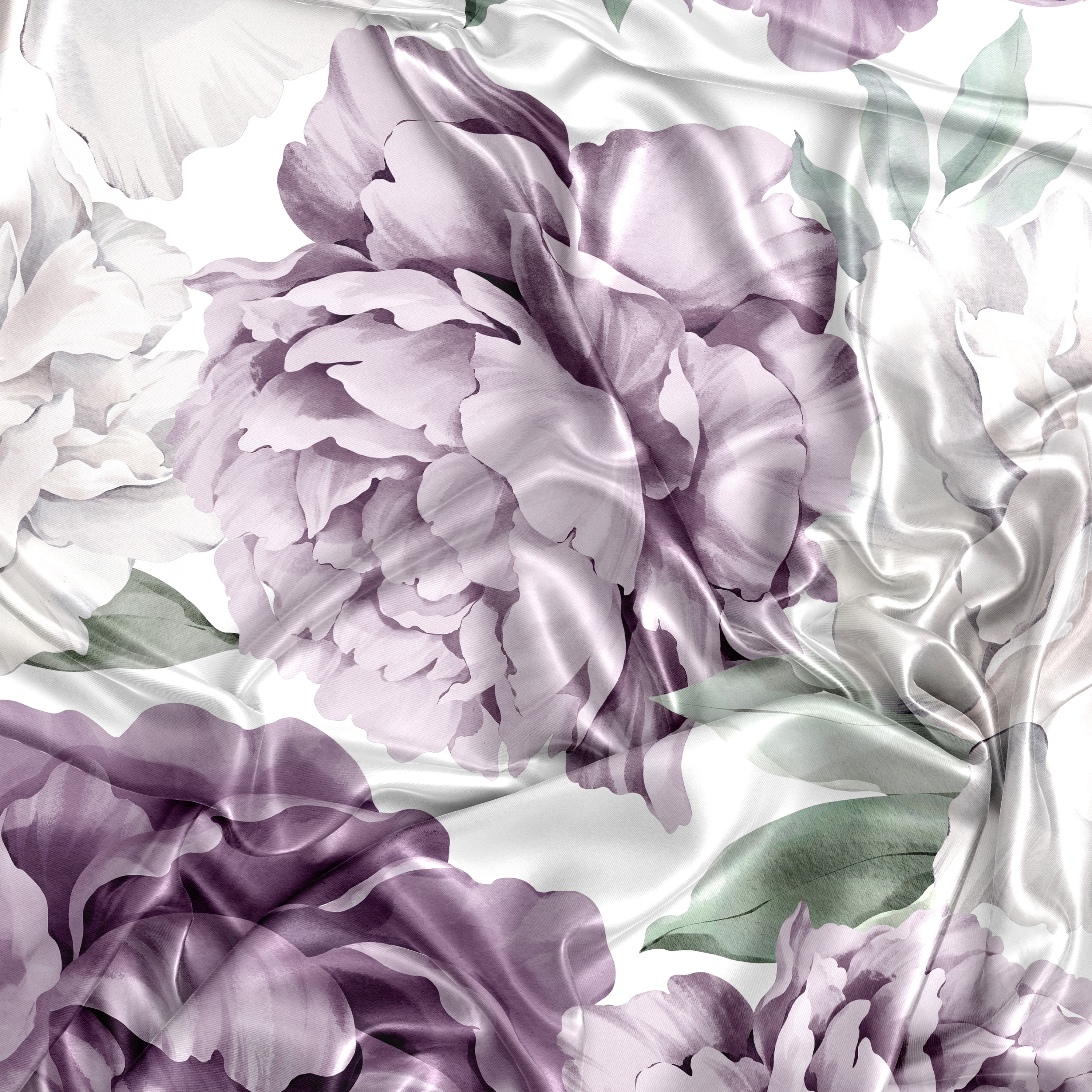 Sweet Jojo Designs Peony Floral Garden Purple Ivory and Green Satin Fitted Crib Sheet