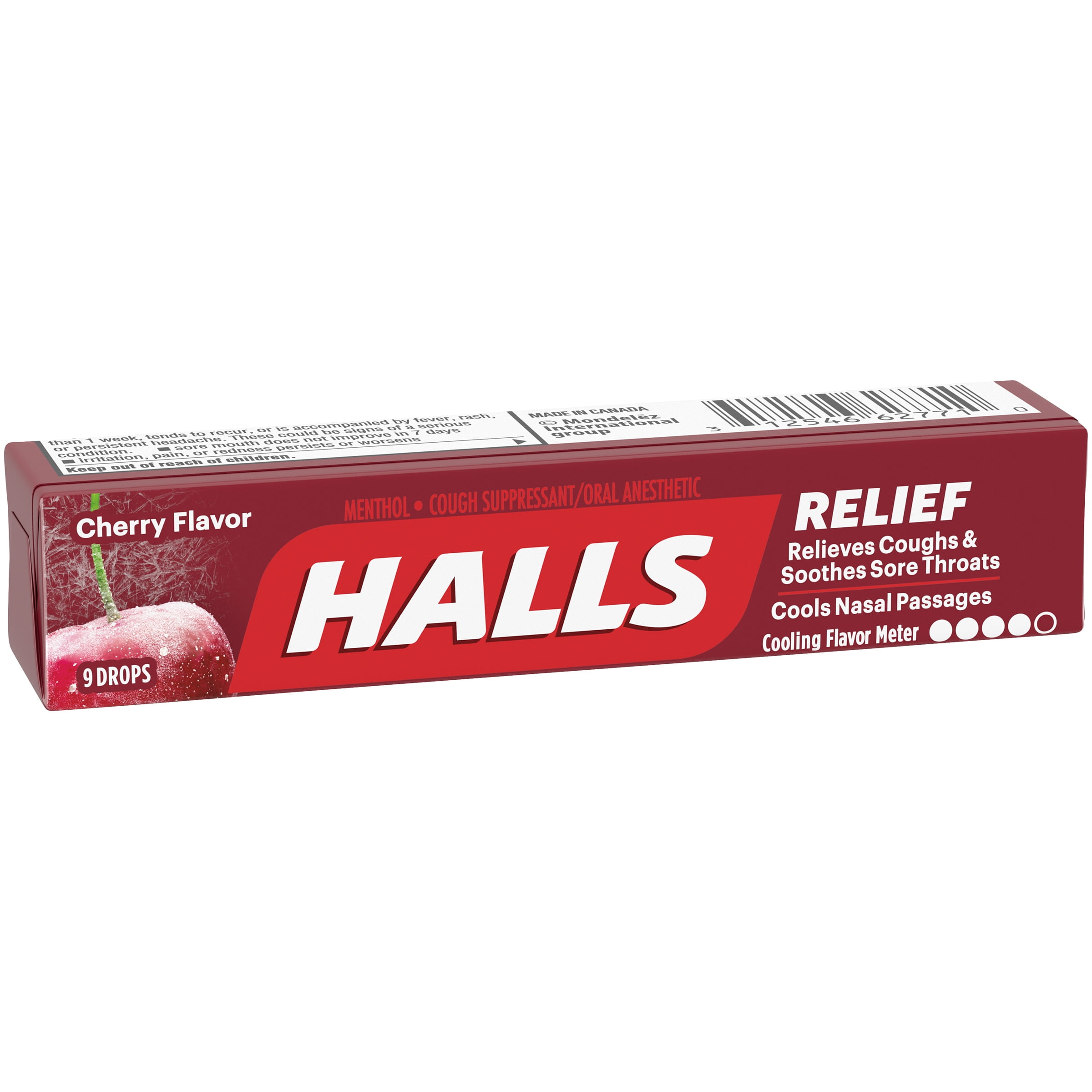 HALLS, Cherry Flavor Cough Drops, 9 Drops