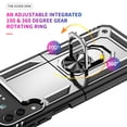 thumbnail image 4 of Allytech Rugged Case for Samsung Galaxy Z Flip4, Military Grade Protection Shockproof Cover with Metal Rotatable Ring Stand, Magnetic Car Mount Holder Case for Samsung Galaxy Z Flip4 - Silver, 4 of 7