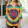thumbnail image 2 of FAIWAD Women's 3/4 Sleeve Tunic Tops V Neck Button Down Tops Tie Dye Print Slim Pullover Tops, 2 of 5