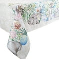 thumbnail image 3 of Virtumob Easter Tablecloth Rectangle 60 x 84 inch Spring Floral Decorative Easter Table Cloth Cute Easter Bunny with Colorful Egg, Khaki Oblong/Rectangle, 3 of 5