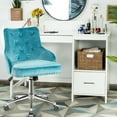 thumbnail image 4 of Gymax Chaise de Bureau en Velours Chaise de Travail Pivotante Turquoise, 4 of 10