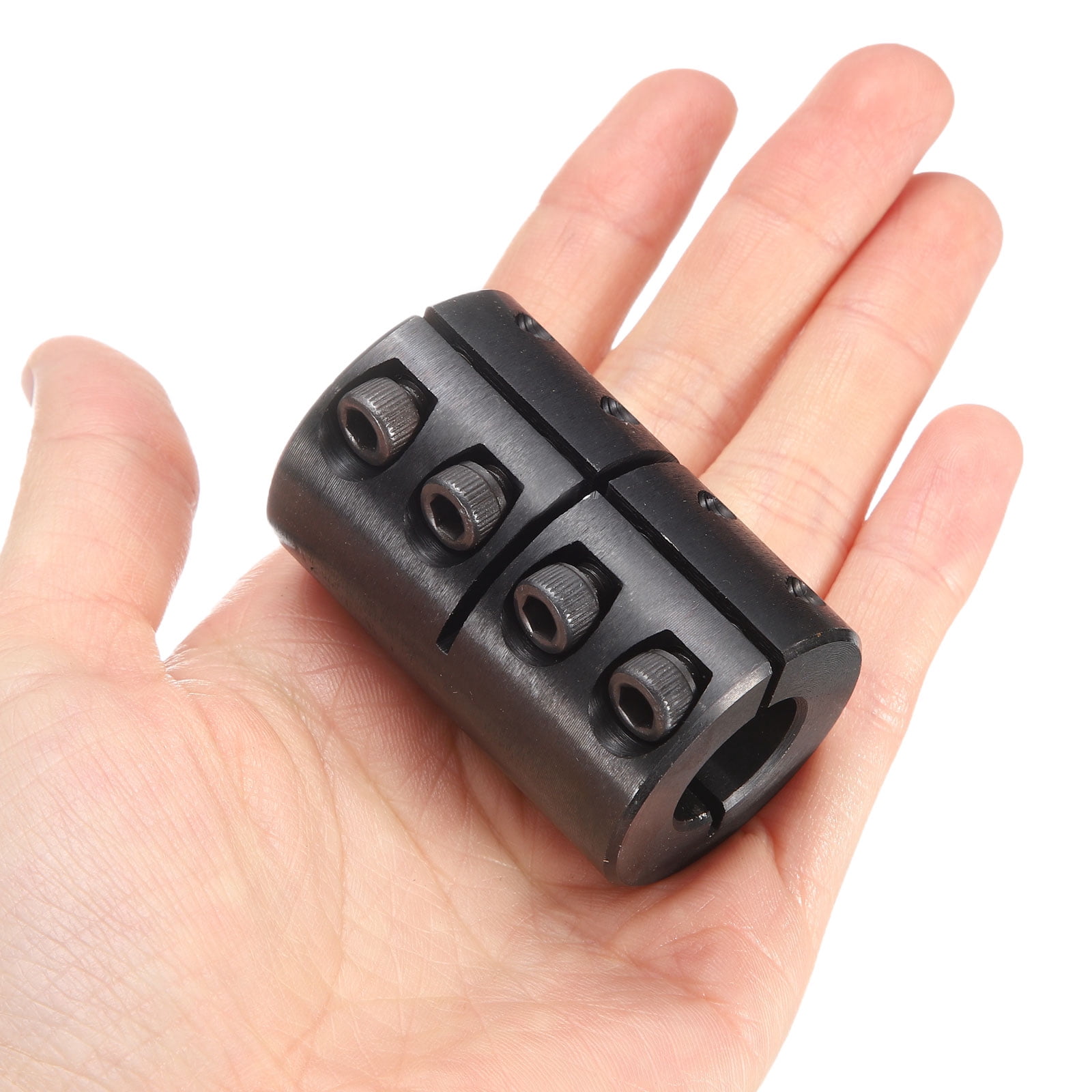 Uxcell Shaft Coupling, 5/8" to 1/2" Bore, 1-5/16" OD, 2" Length, Black Oxide Plated Rigid Single Split Clamping Coupling with #10-32 x 1/2" Set Screws for 3D Printers Motor Wheel